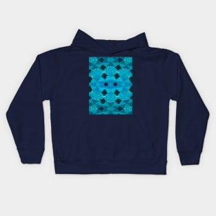 Teal Patchwork Quilt Pattern Kids Hoodie